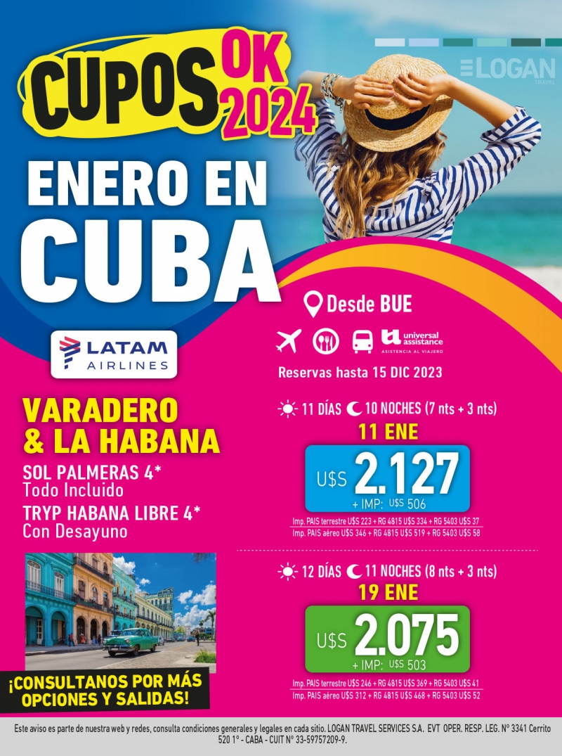 LA CUBA desde BUE! Cupos ok 2024 